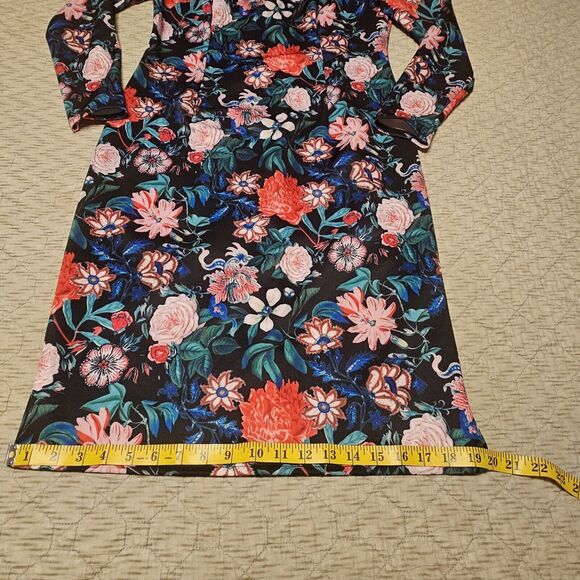 Project Runway Long Sleeve Dress Floral Midi Fitted BodyCon Black L - Picture 6 of 7
